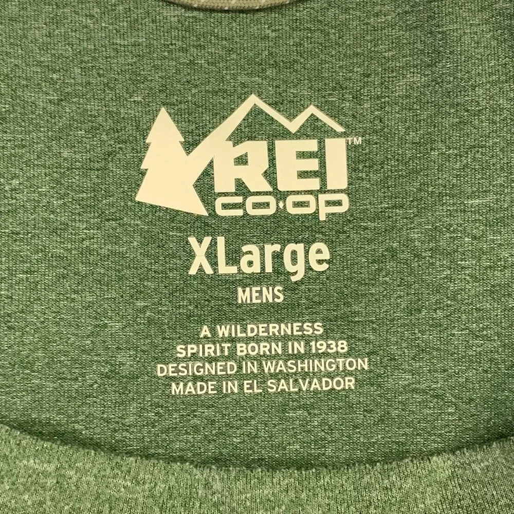 REI Coop Mens XLarge Green‎ Heathered Short Sleeve T Shirt Outdoor Wilderness